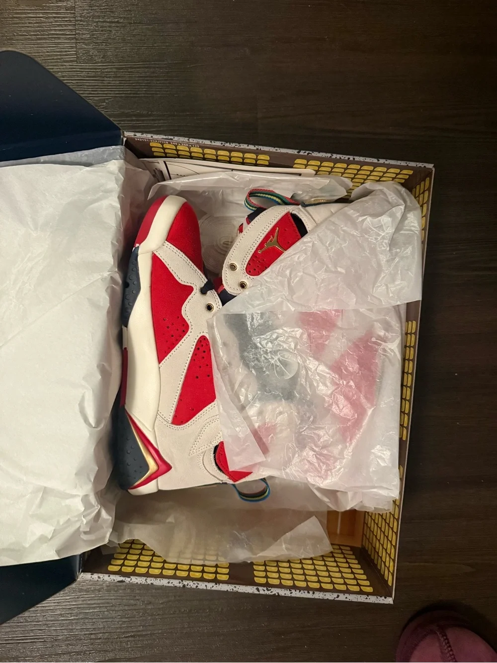 Jordan Retro 7 Trophy Room Sneakers - White / Red / Navy